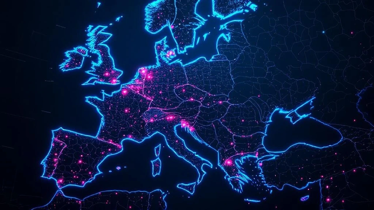 Glowing map of Europe with secure server nodes representing private VPN infrastructure
