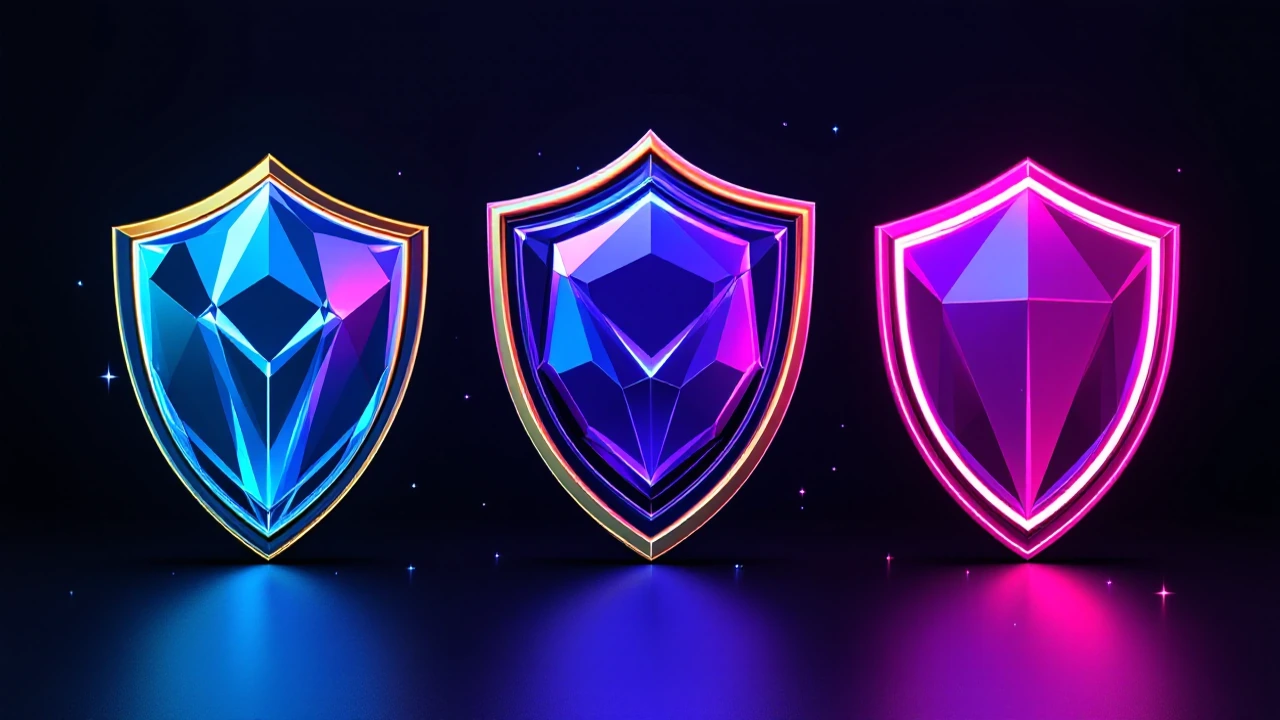 Three glowing shields representing VLESS, WireGuard and Shadowsocks side by side